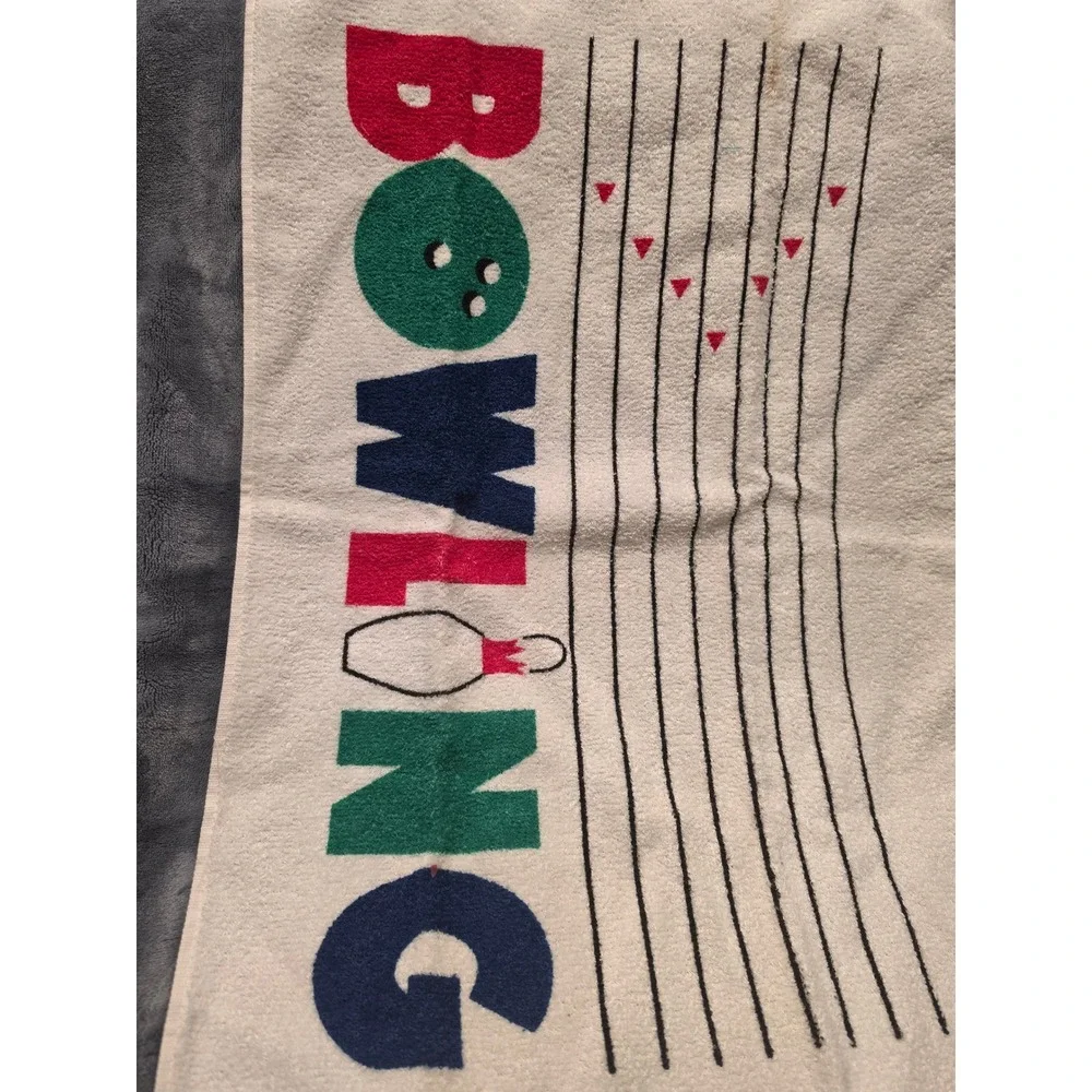 Vintage Cannon Bowling Hand Towel White Cotton Retro Sports Graphic Made in USA
